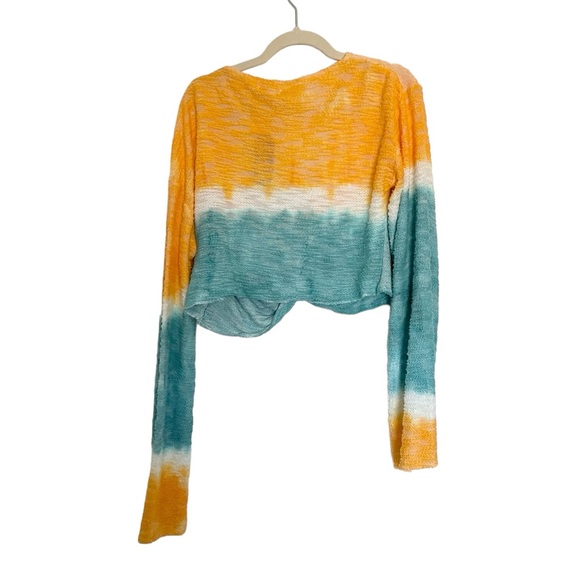 Earthbound Cropped Wrap Long Sleeve Lightweight Sweater Top - Picture 7 of 10